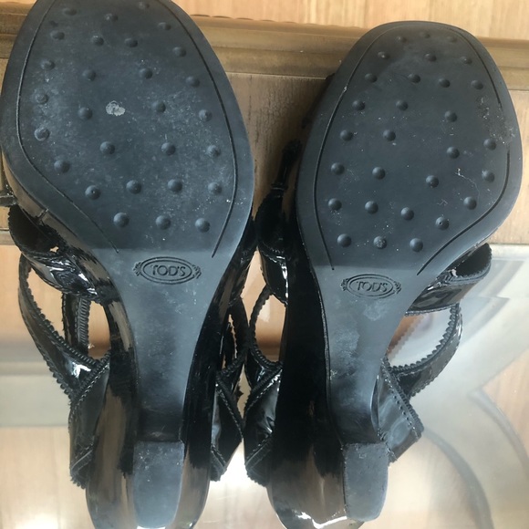Tod’s Black Patent Leather Wedge Size 6.5 - Picture 7 of 8